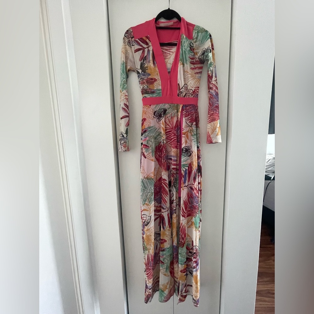 Pink long sleeve maxi dress